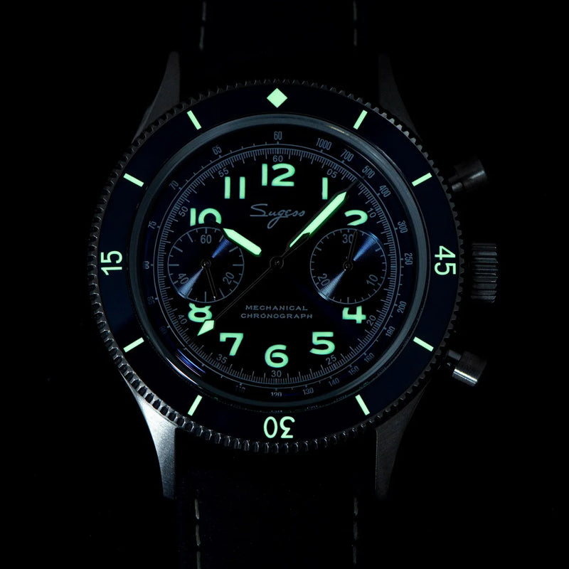 Sugess Watch 1963 Men Watches ST1901 Chronograph Luminous Mechanical Wristwatches Waterproof Crystal - Visuel 5 | SAMAG