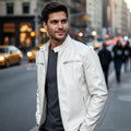 Men's PU leather jacket stand-up collar slim-fit vintage-style biker jacket spring/fall top