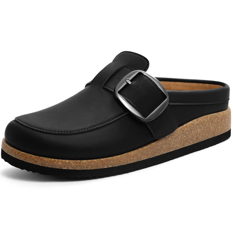 Comwarm Vegan Leather Women's Clogs With Arch Support Classic loafer-inspired Design Slides Cork Footbed Outdoor Mules For Women