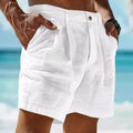 Summer Cotton Linen Shorts for Men Solid Casual Button | SAMAG