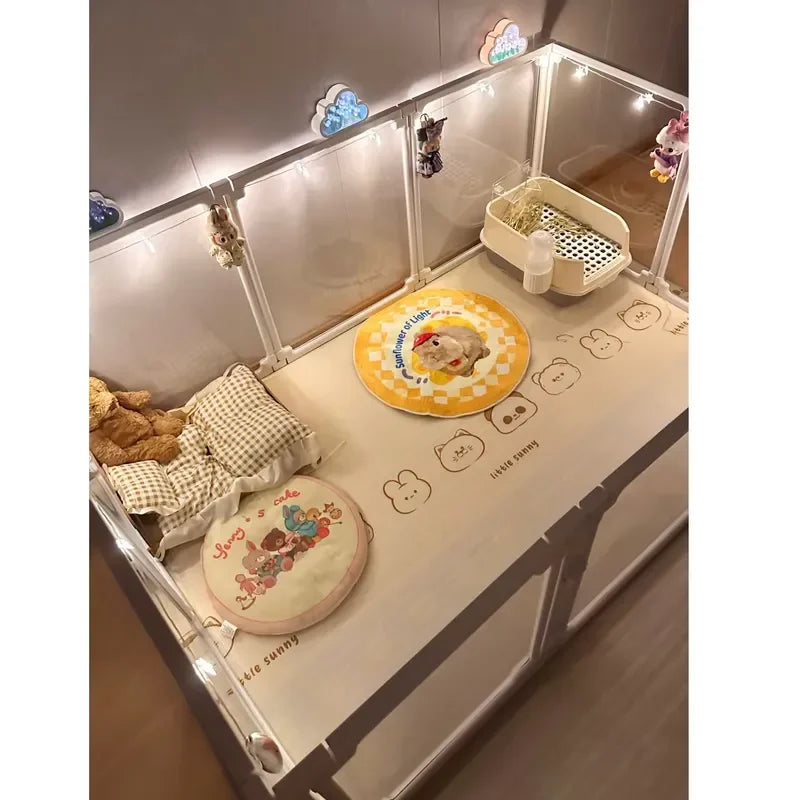DIY Dog Playpen Puppy Cat Rabbit Ferret Transparent Pet Pen Easy Assemble Whelp Crate Kennel Cage Enclosure with Wheels