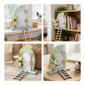 Fairy Garden Door Decor Set – Wooden Fairy Door with Plant, Crochet Flower, Ladder, Sign, Water-Based Paint, Nursery Decor