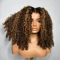 Glueless PrePlucked Highlight Blond density Lace Front Wigs 26inch Kinky Curly Synthetic Deep Water Wave For Women Baby Hair