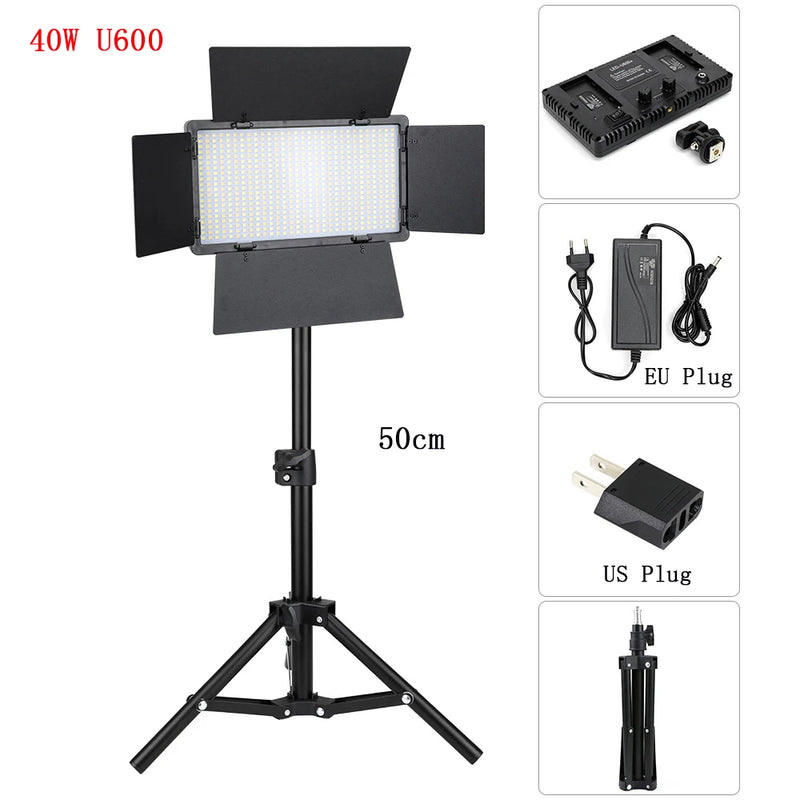 U800 U600 LED Photo Studio Video Light Recording Lighting Kit  Photography Panel Photographi Lamp For Youtube Game Live