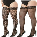 Plus Size Lace Mesh Long Stockings for Women XXL Extra Large Fishnet Tights Stretch Comfortable Fashion Legwear Hosiery