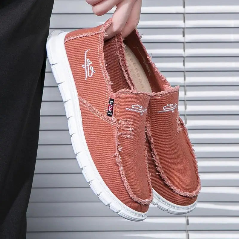 Men's Washed Fabric Casual Shoes Anti Slip and Wear-resistant Driving Shoes Canvas Shoes