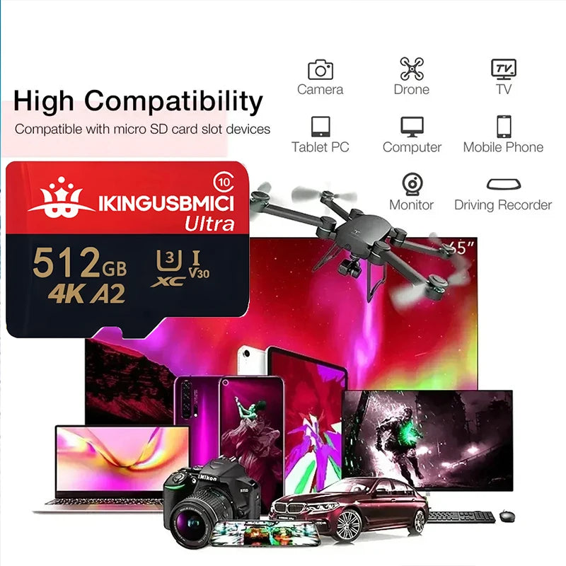 High Speed V30 U3 Memory Card 32GB 64GB 256GB Flash UHS-3 Micro Mini SD Card For 4K HD Camera/TV/Nintendo Switch/Gopro UAV