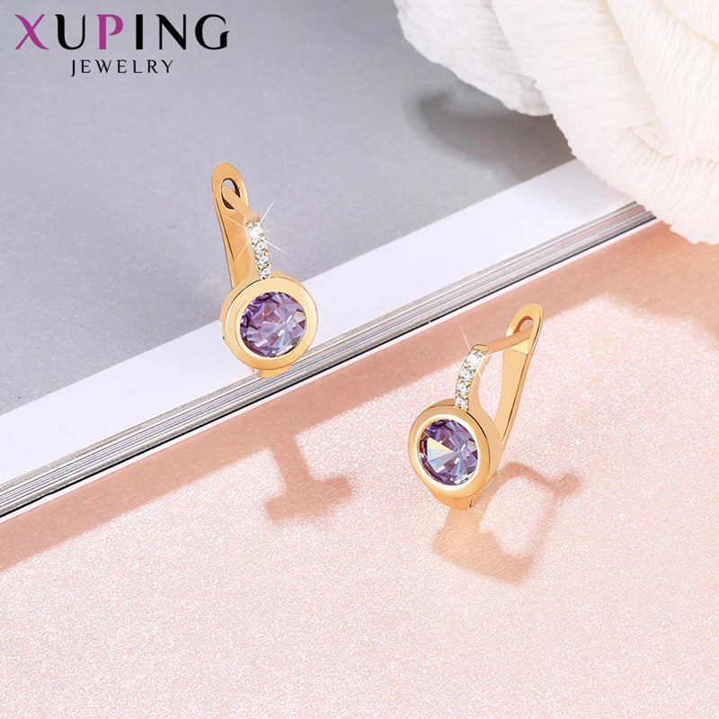 Xuping Jewelry Fashion Hot Sale Trendy Huggies Earring with Synthetic Cubic Zirconia for Girl Gifts 20160