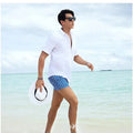 Striped Men Casual Shorts Beach Pants Board Short Quick Dry Sports Trunk Summer Seaside Beachwear Loose Homewear Sleeping Pajama