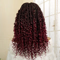 14 Inches Short Burgundy Box Braided Wigs Full Lace Synthetic Boho Braids Wig for Women Ombre Color Braided Wigs