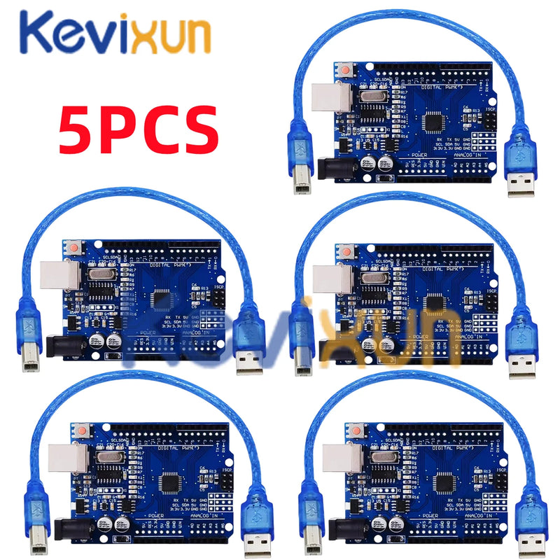 1-10PCS UNO R3 CH340G MEGA328P Chip for Arduino UNO R3 + USB/TYPE-C CABLE ATMEGA328P-AU Development Board 16Mhz