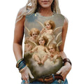 New Cute Angel Baby 3D Print Tank Tops Women Summer O-Neck Casual Vest Off Shoulder Y2k Sleeveless Top Camisole Woman Clothing
