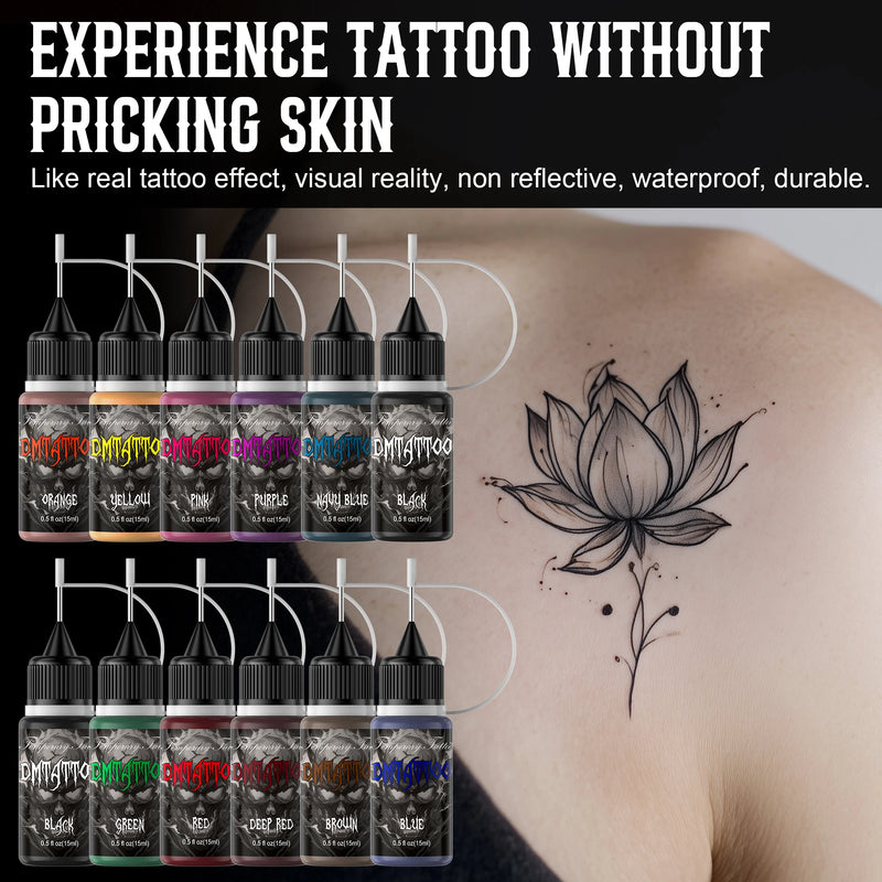 DM 1PC Colorful Temporary Juice Tattoo Paste Painless Body Paint Tattoo DIY Fake Tattoo 1 Week without Fading for Women Men