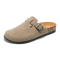 Mens Suede Cork Slippers Clogs Slip-on Leather Sandals Closed Toe Comfort Footbed Slides Slippers Summer Casual Shoes