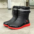 Men's New Short Rain Boots with Elastic Cuff Waterproof Non-Slip Soft Sole Work Rubber Shoes