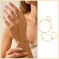 Stainless Steel Hand Chain Ring Bracelet for Women, Adjustable Gold Plated Double Layer Finger Summer - Visuel 13 | SAMAG