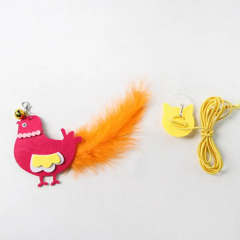Self-play Cat Toy Swinging Cat Toy with Elastic Rope Feathers Bell Hanging Cat Teaser for Indoor Cats Self-play Hunting