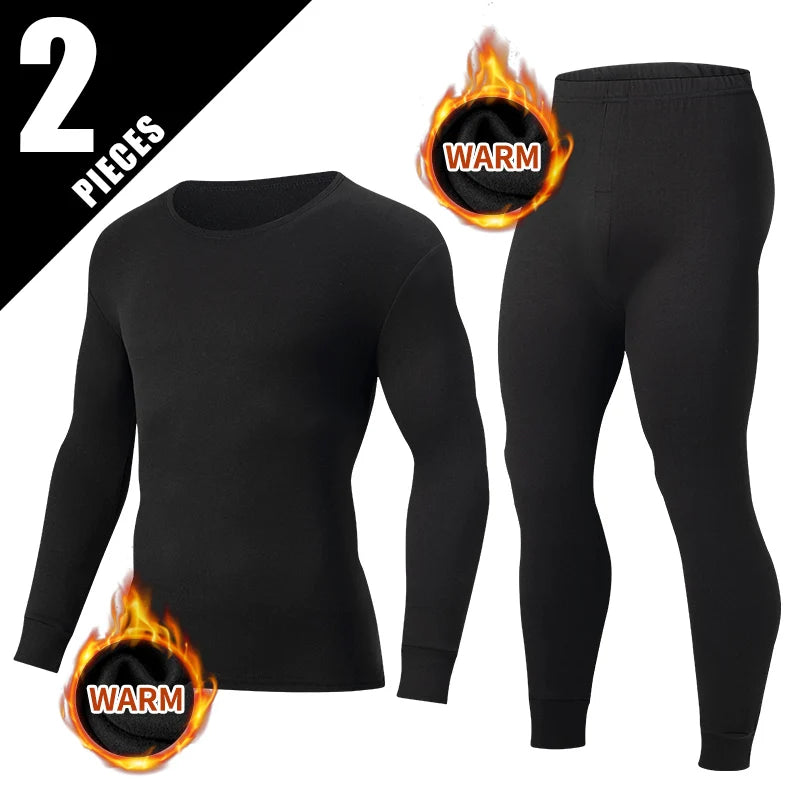 2-piece Autumn And Winter Men's Solid Color Simple and Versatile Round Neck Warm Underwear Set Comfortable Youth Home Clothes