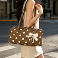 Slouchy Tote Bags Polka Dot Nylon Bowler Bag For Women Hobo Bags Large Shoulder Bag For Travel Work College Nylon Bowler Bag For Women Slouchy Lightweight Crescent Bag With Zipper Travel Tote Bag For Women Sandproof Swim Pool