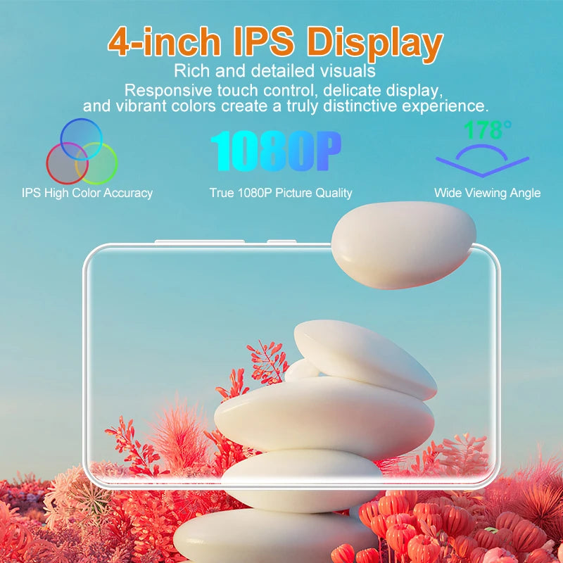 Famue BF12 4-inch 1080P MP4 Player, Android 10, Wi-Fi Bluetooth, YouTube Instagram Spotify Amazon Music Play Store Download