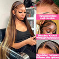 Ombre Brown Colored Highlight Bone Straight Long Remy Human Hair Wigs 13x6 Lace Front Wig Transparent 13x4 Hd Lace Wig For Women