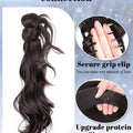 XIYUE Chinese Style Claw Clip Ponytail Braid Wig for Women, Elegant Updo, Natural Synthetic Hair Extension