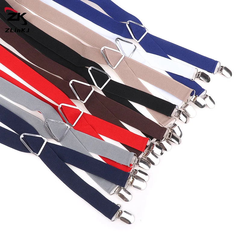 Elastic Adjustable Suspenders For Adults And Kids - Men Women Braces Set For Children Boys Girls Wedding - Visuel 4 | SAMAG