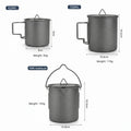 Titanium Camping Cookware Set with Folding Mug (420ml/750ml) and 750ml Pot, Lightweight Portable Outdoor Kit for Hiking Backpack