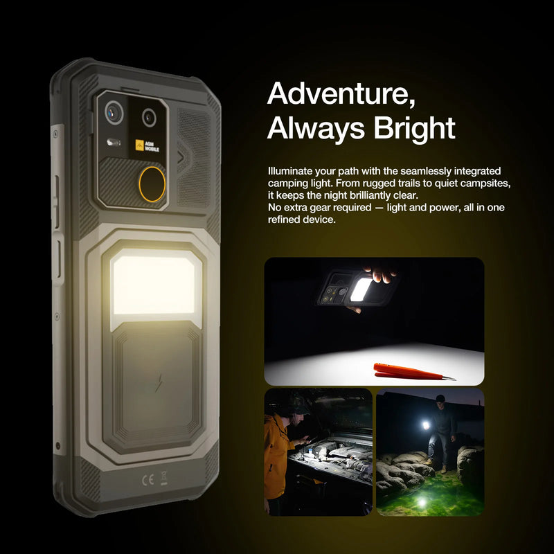 AGM G3 5G Android 15 Rugged Phone 24GB(12+12) 512GB Wireless Charging 10000mAh Battery 6.72" 120Hz Dimensity 7300 Camping light