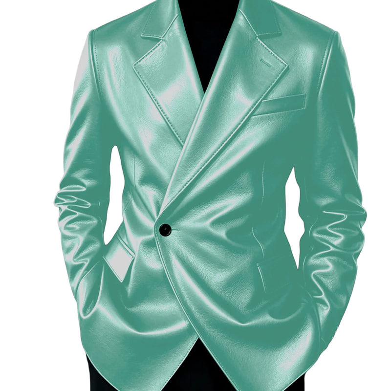 Men's Leather Blazer Slim Fit Faux Suit Jacket Formal - View 20 | SAMAG