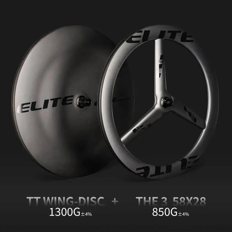 ELITEWHEELS Time Trial Disc Wheels Carbon Fiber DiscTriathlon Wheelst front 3 Spoke Wheelset rear Disc Wheel For TT Bike Racing