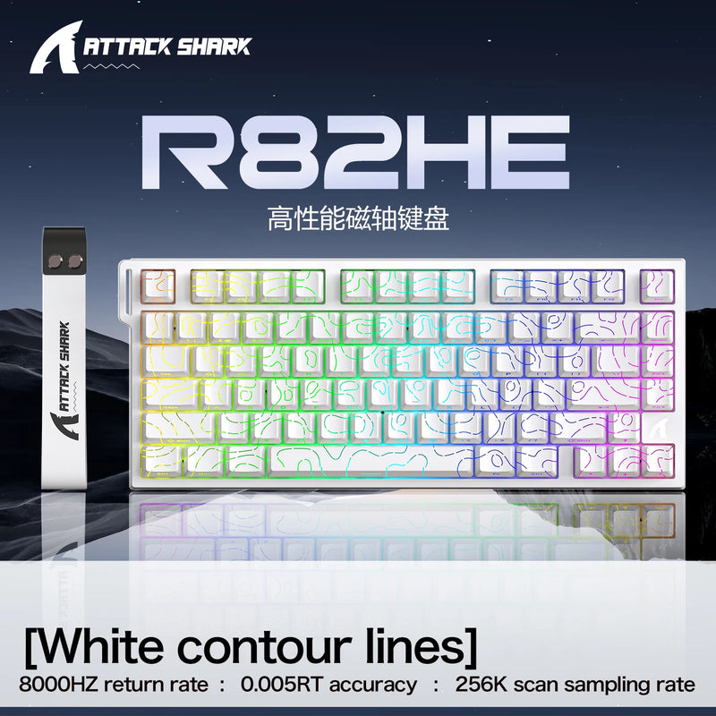 R82HE ATTACK SHARK High Performance E-sports Magnetic Switch Keyboard 8K Zero Dead Zone Adjustable RGB Lighting Web Driver Wired