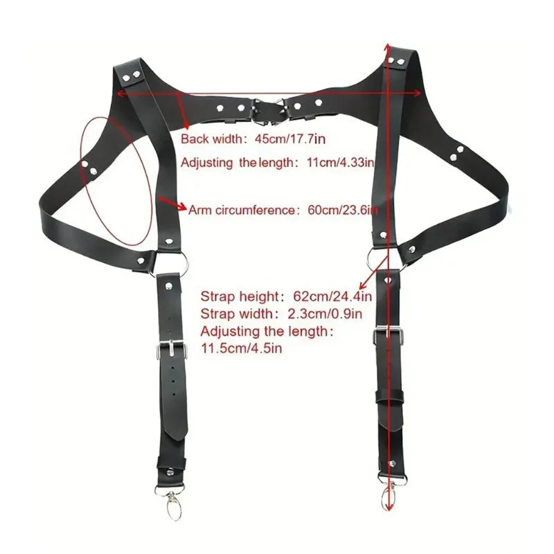 Fashion Men Knight Brown PU Leather Suspenders Fashion Suit Shirt Suspenders Belt for Party Club Costume Men Gifts