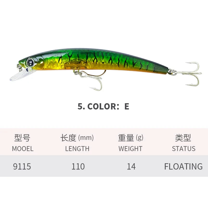 110MM 14G Minnow Fishing Lures 3D Crystal Floating - View 17 | SAMAG