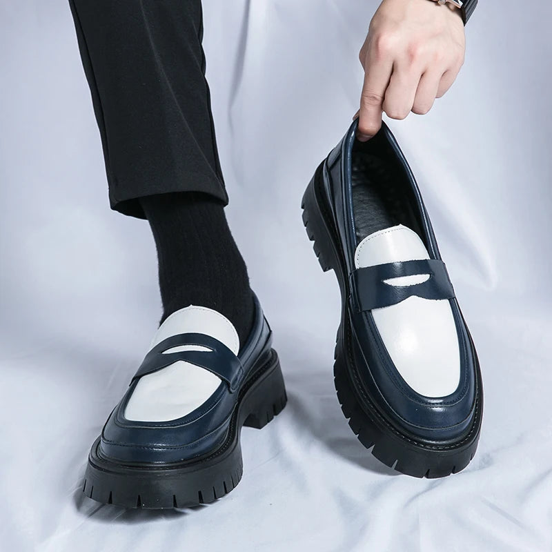 STRONGSHEN Men Handmade Leather Shoes Platform Loafers Fashion Luxury Slip on Mocassin Business Shoes Homme Zapatos De Hombre