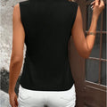 Women Sleeveless V Neck Wrap Blouse Side Ruched Asymmetric Hem Slim Casual Tank Top Elegant Office Daily Black Vest Shirt