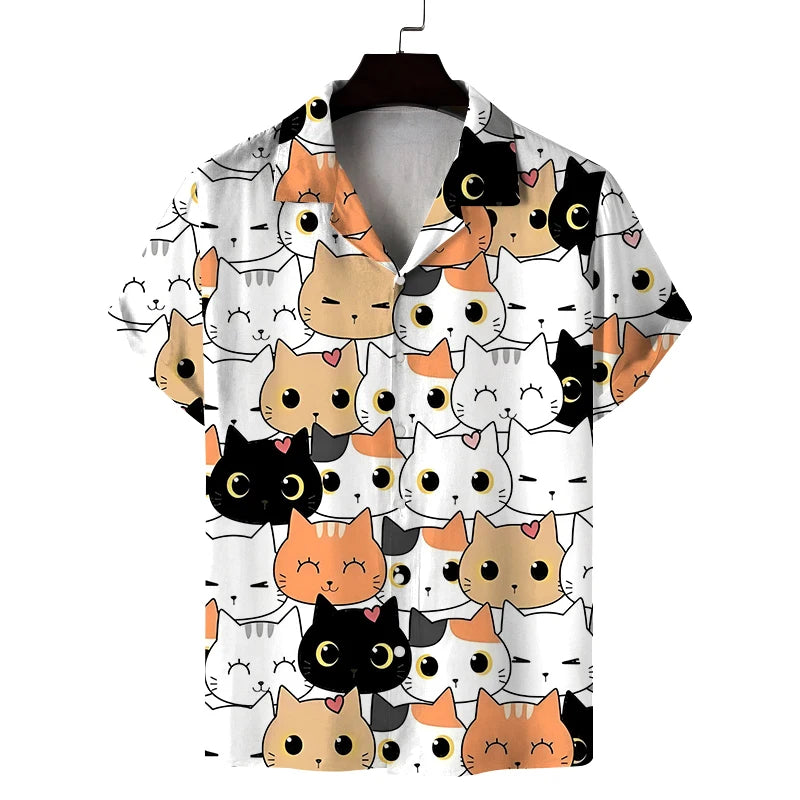 New summer shirt men's short cat pattern design casual | SAMAG