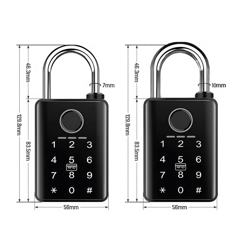 7/10mm Waterproof Tuya Padlock Fingerprint IC Card Password Electronic Lock Heavy duty Padlock for home Warehouse garage