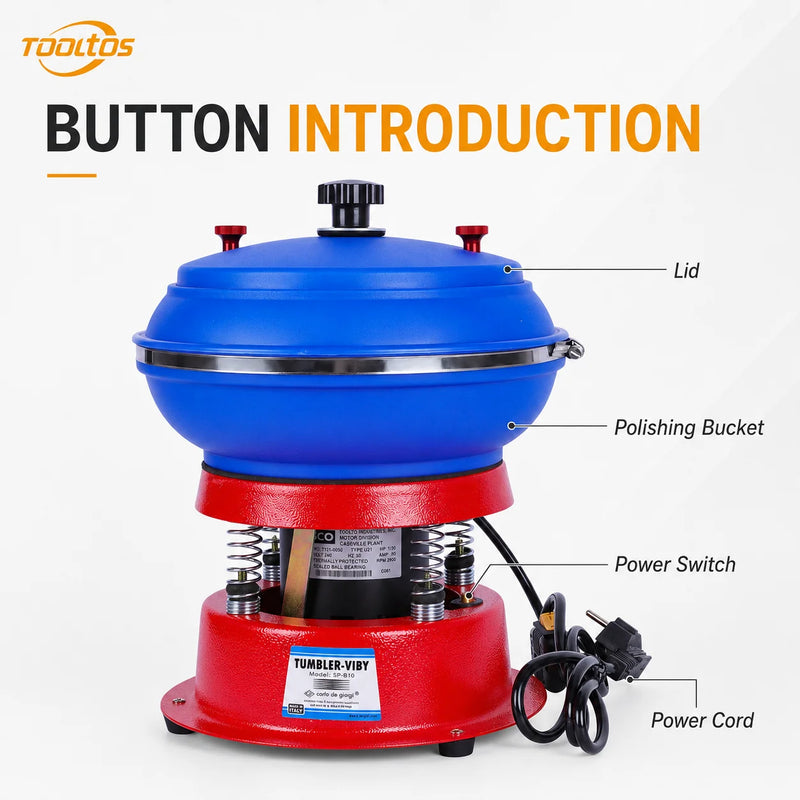 8 Inch Vibratory Tumbler Jewelry Polishing Machine Vibrating for Agate Jade Metal - Visuel 7 | SAMAG