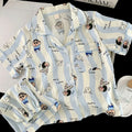 Shin-chan cartoon-patterned pajama set, a short-sleeved top and matching shorts, comfortable summer homewear