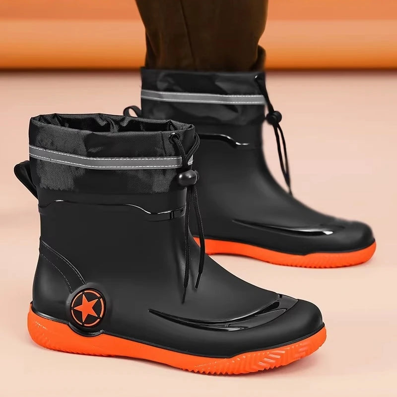 Men's Rain Boots 2026 New Summer Kitchen Work Delivery Rider Slip-Resistant Waterproof Fishing Large Size Water Shoes