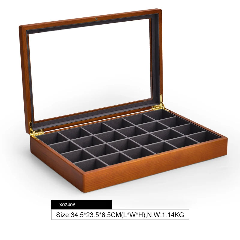 Oirlv Wooden Jewelry Box Retro Jewelry Display Ring Necklace Earring Bracelet Box Multi Jewelry Storage Organizer Display Case