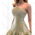 Customized Sage Green Formal Dress Strapless Beaded | SAMAG