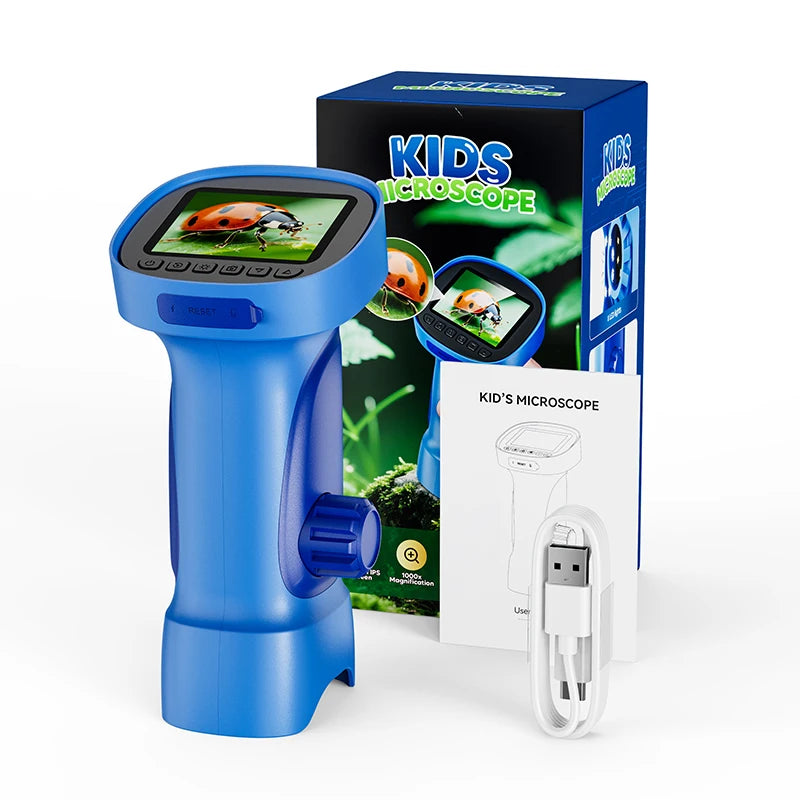 Digital Microscope for Kids Mini Microscope Camera with 2.4" IPS Screen 1000x Zoom Portable Children Microscope Birthday Gift