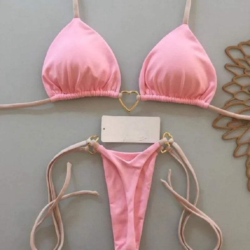 Sexy Halter Solid color Bikini Set Women's Swimsuit | SAMAG