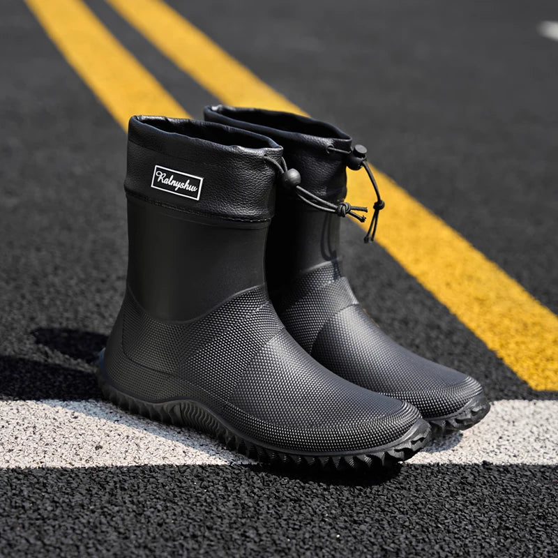 1 Pair of Men's Short-Tube Rain Boots, Outdoor Commuting Waterproof Shoes, Women's Low-Cut Lightweight Non-Slip Water Boots, Beach Rain Boots