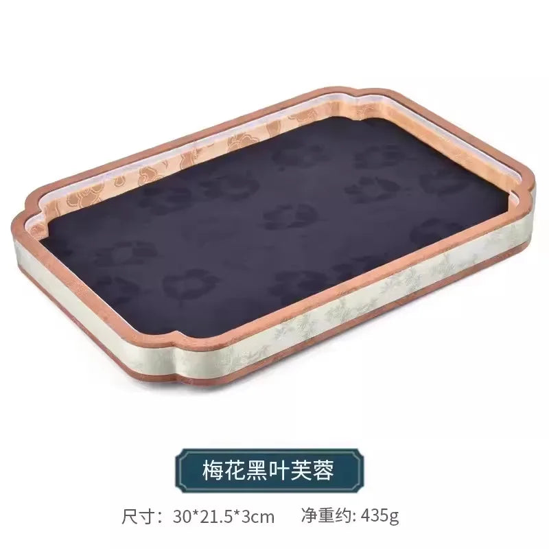 Luxury Chinese Vintage Silk Wooden Jewelry Box, Countertop Display Tray for Perfume Ring Bracelet, Velvet Gemstone Jade Storage