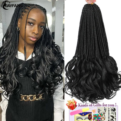 14” French Curls Braiding Hair Pre Braided Synthetic Box Braids Crochet Curl Ends French Curl Crochet Braids for Women And Kids