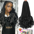 14” French Curls Braiding Hair Pre Braided Synthetic Box Braids Crochet Curl Ends French Curl Crochet Braids for Women And Kids