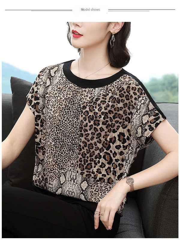Short - sleeved T - shirt Women's Leopard Print Top Summer - View 6 | SAMAG